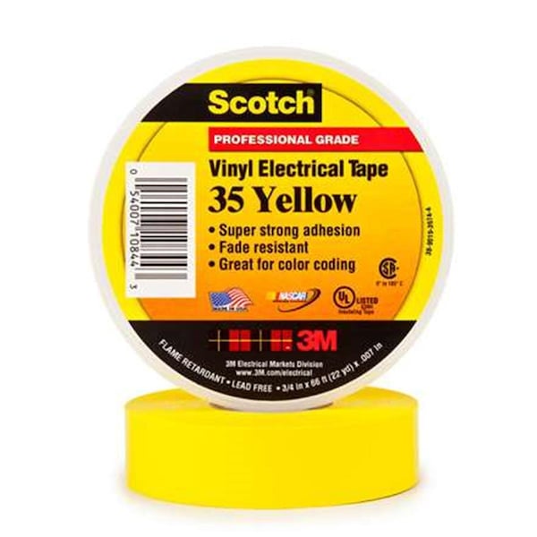 Defenseguard 0.75 in. x 66 ft. Yellow 35 Electrical Tape -10PK DE3347786 - main